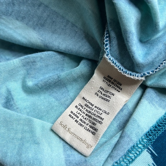 SOFT SURROUNDINGS Isoledad Green/Blue Print Sleveeless Dress S - Picture 8 of 8